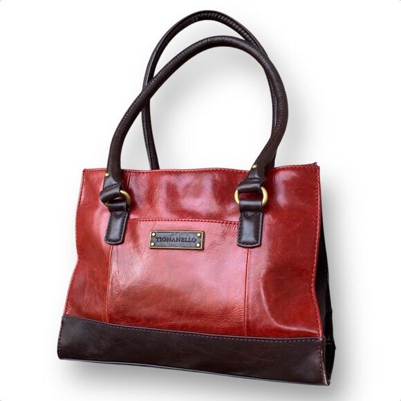 Tignanello Handbags - Tignanello Two Tone Satchel Purse Handbag Shoulder Bag Faux Leather